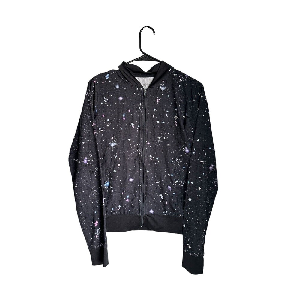 Nicole Miller NY Active Women’s Black Galaxy Print Bomber Jacket Size S - Picture 1 of 4
